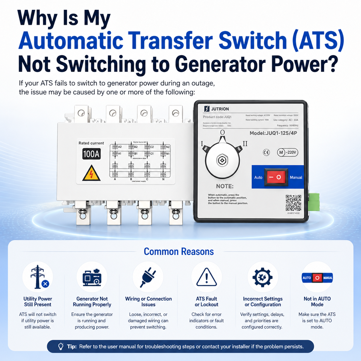 Why is My Automatic Transfer Switch (ATS) Not Switching to Generator Power?